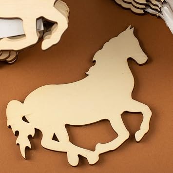 Pack of 24 Unfinished Wood Horse Cutouts by Factory Direct Craft - Wooden Western Rodeo Cowboy Cowgirl Galloping Horse Shapes for Crafts and DIY Projects - Made in USA Size 5" W x 4" H