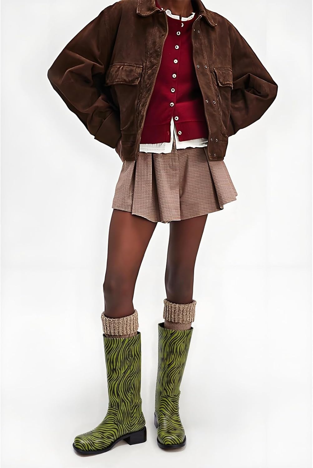 Women's Knee High Boots Square Toe Chunky Block Heel Long Boots for Women Comfortable Low Heel Womens Boots