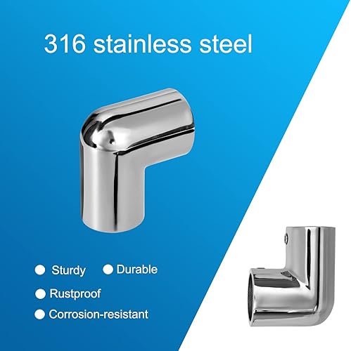 Vista 3 de Accesorio de barandilla de barco resistente, accesorios de codo de 2 vías de 90 grados, acero inoxidable 316, conector de tubería para tubos de 7/8