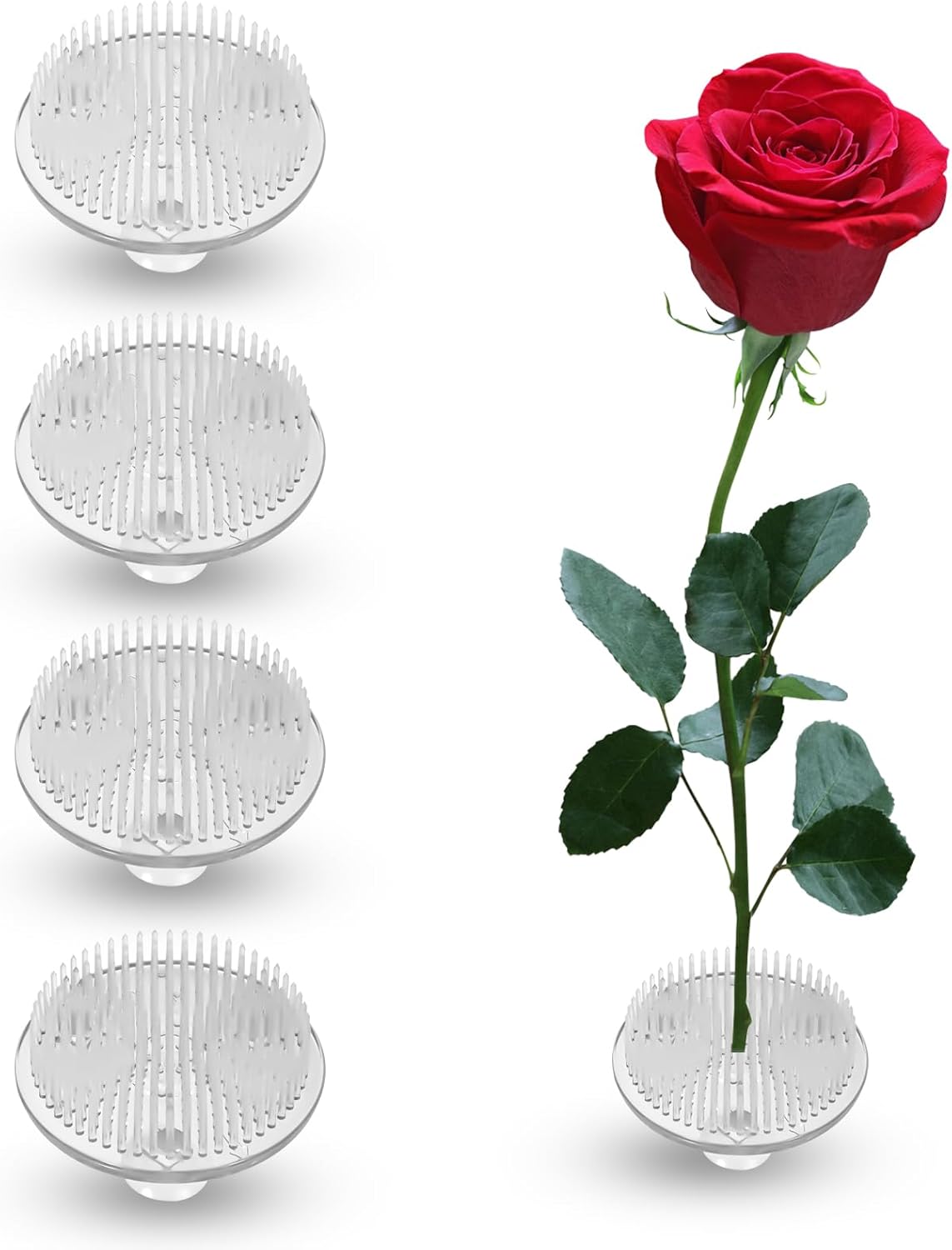 4pcs Flower Frogs, Transparent Floral Frog Plastic Round Pin Flower