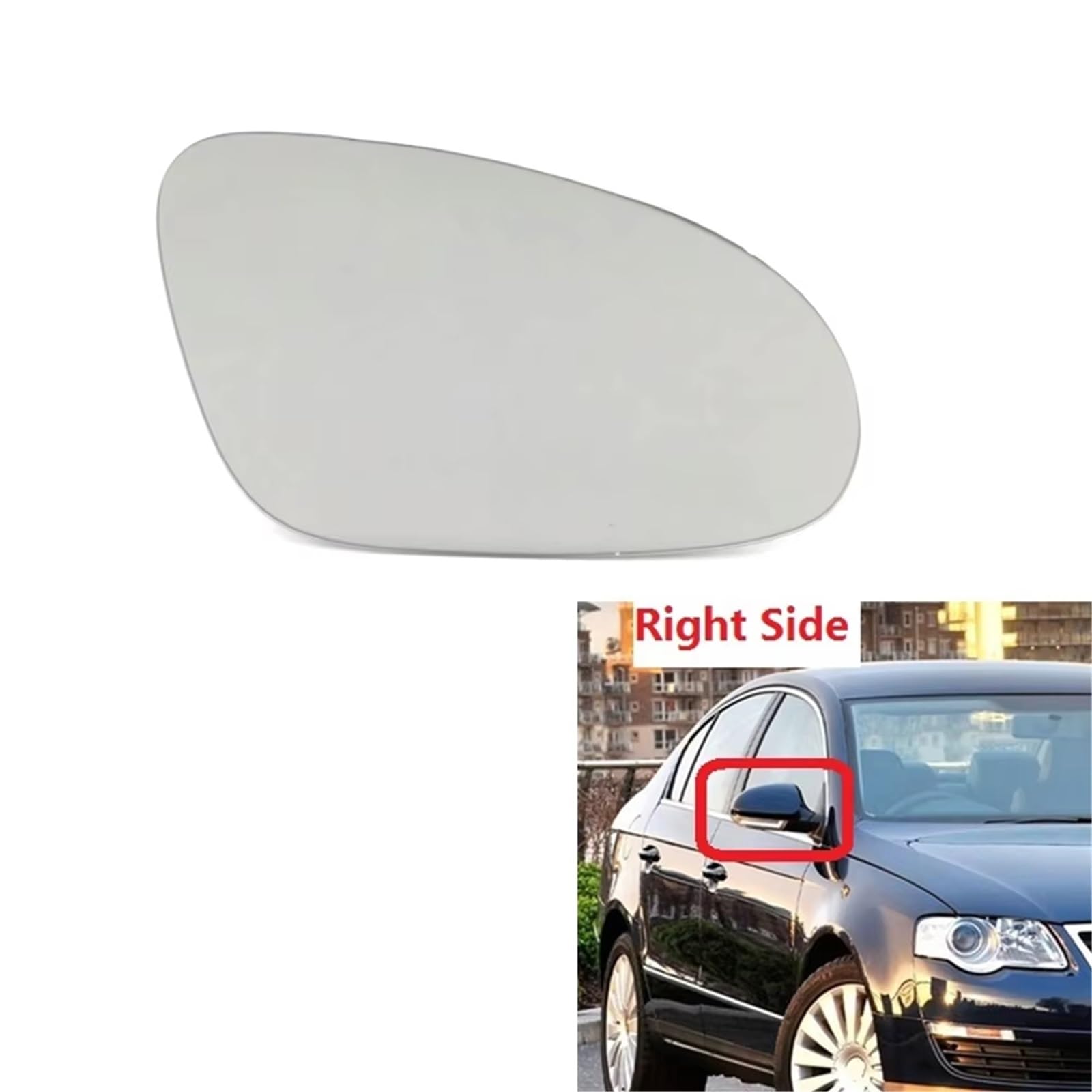 Izquierdo Derecho Cristal Espejo retrovisor calefactable Lado Derecho del Pasajero para Passat B6 3C R36 para TDI para para TSI 2006-2011 Retrovisor Exterior Cristal