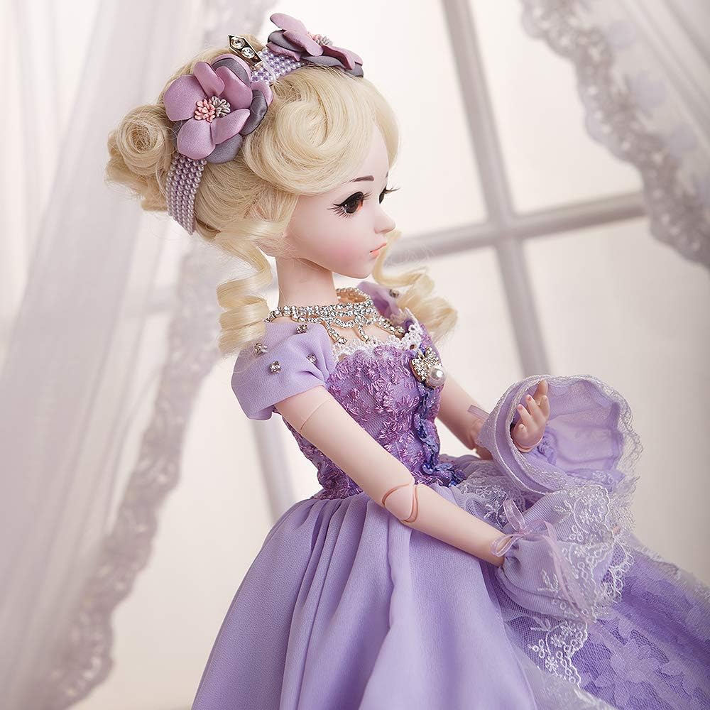 UCanaan BJD Doll, 1/3 SD Dolls 24 Inch 18 Ball Jointed Doll DIY Toys with Clothes Outfit Shoes Wig Hair Makeup, Best Gift (Lucia)