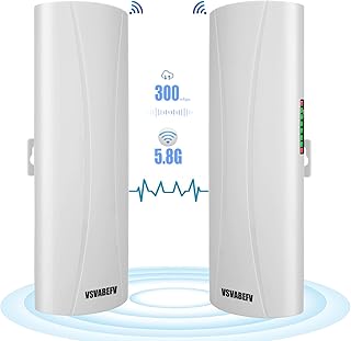 Point to Point Wireless Bridge Router，VSVABEFV 3KM Outdoor Long Range WiFi Bridge 5.8G 300Mbps Wireless Access Point Preset Wireless CPE kit 14dBi WiFi Signal Amplifier for Network Extension, 2-Pack