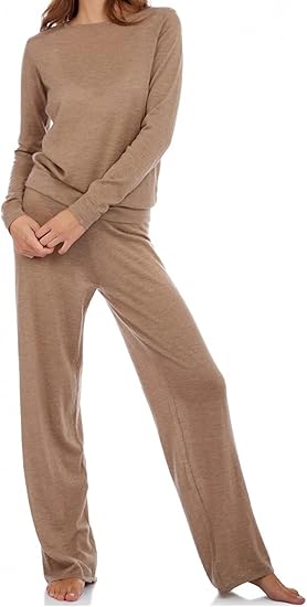Balldiri Premium Cashmere Women's Leisure Suit Pyjamas with Round Neck 2-Piece 2 Thread