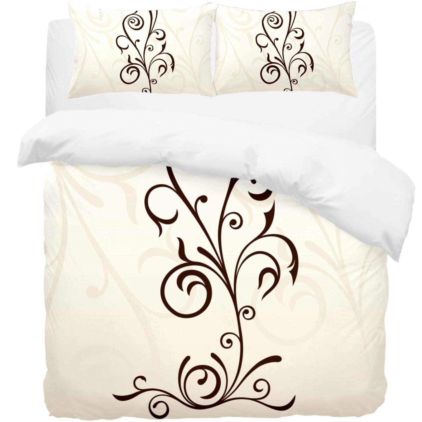 Parure de lit 3 pièces imprimé floral vintage avec housse de couette grand lit Queen et King size