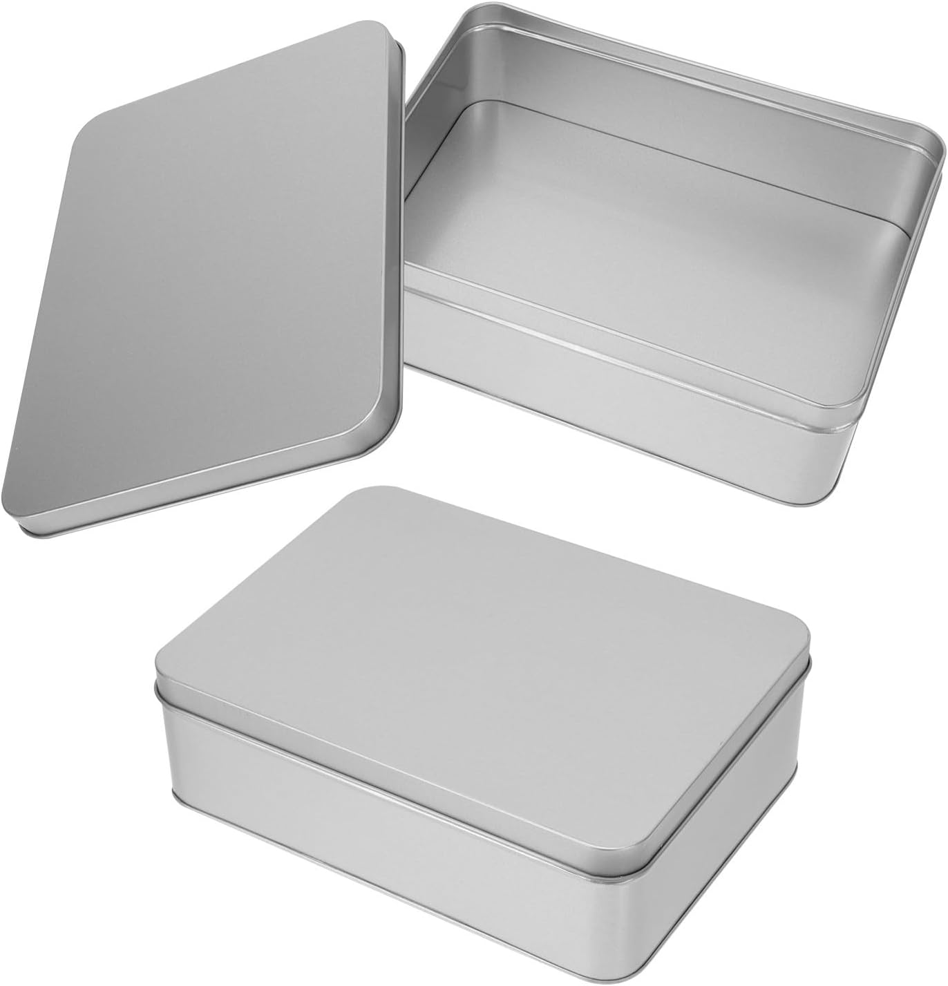 Small Rectangular Key 2pcs Large Rectangular Iron Letter Storage Box with Lid Silver | Wear ...