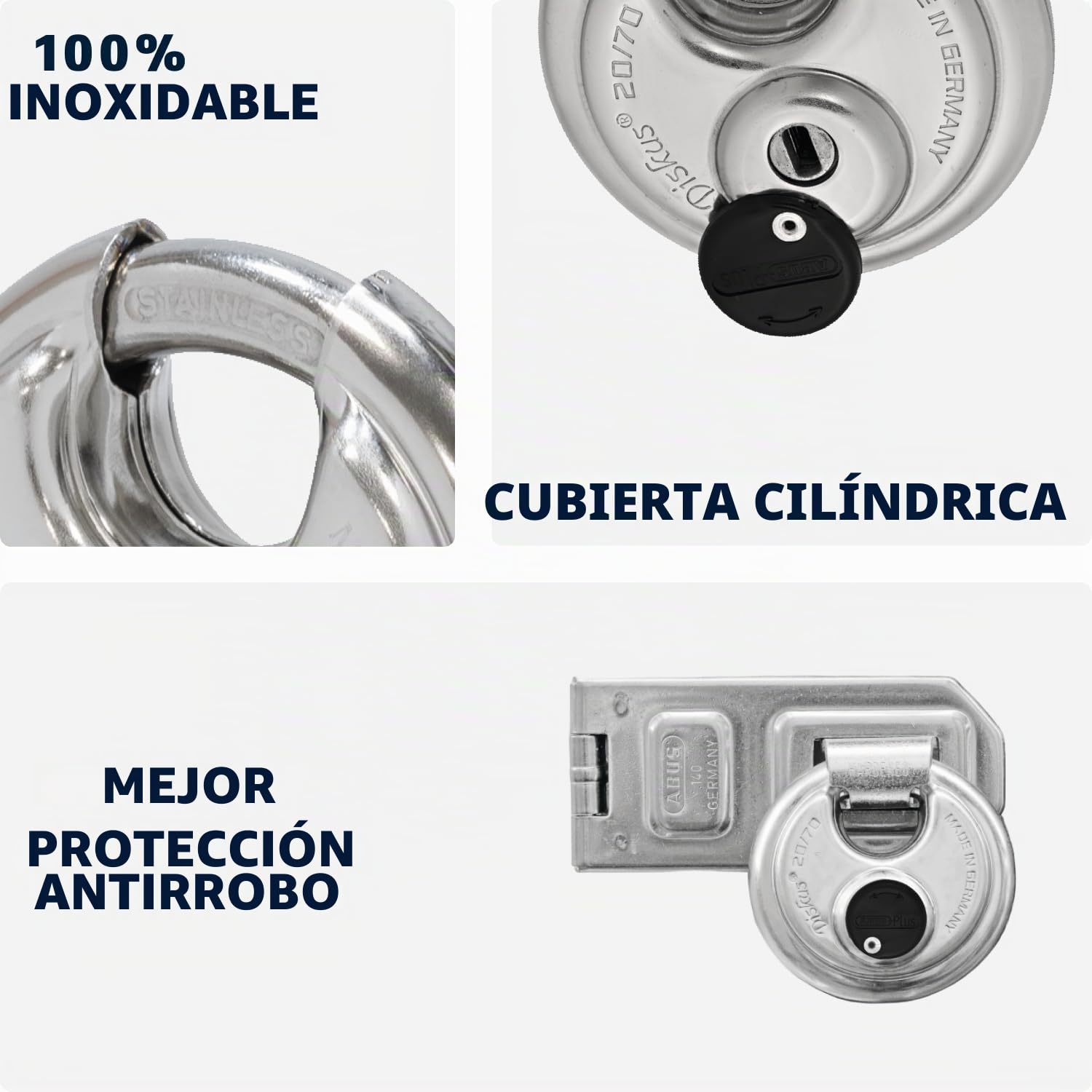 ABUS Candado Diskus® 20/70 - resistente a la intemperie, ideal para el jardín - con tecnología de soldadura Diskus® para un blindaje extremo - nivel de seguridad ABUS 9 - plateado