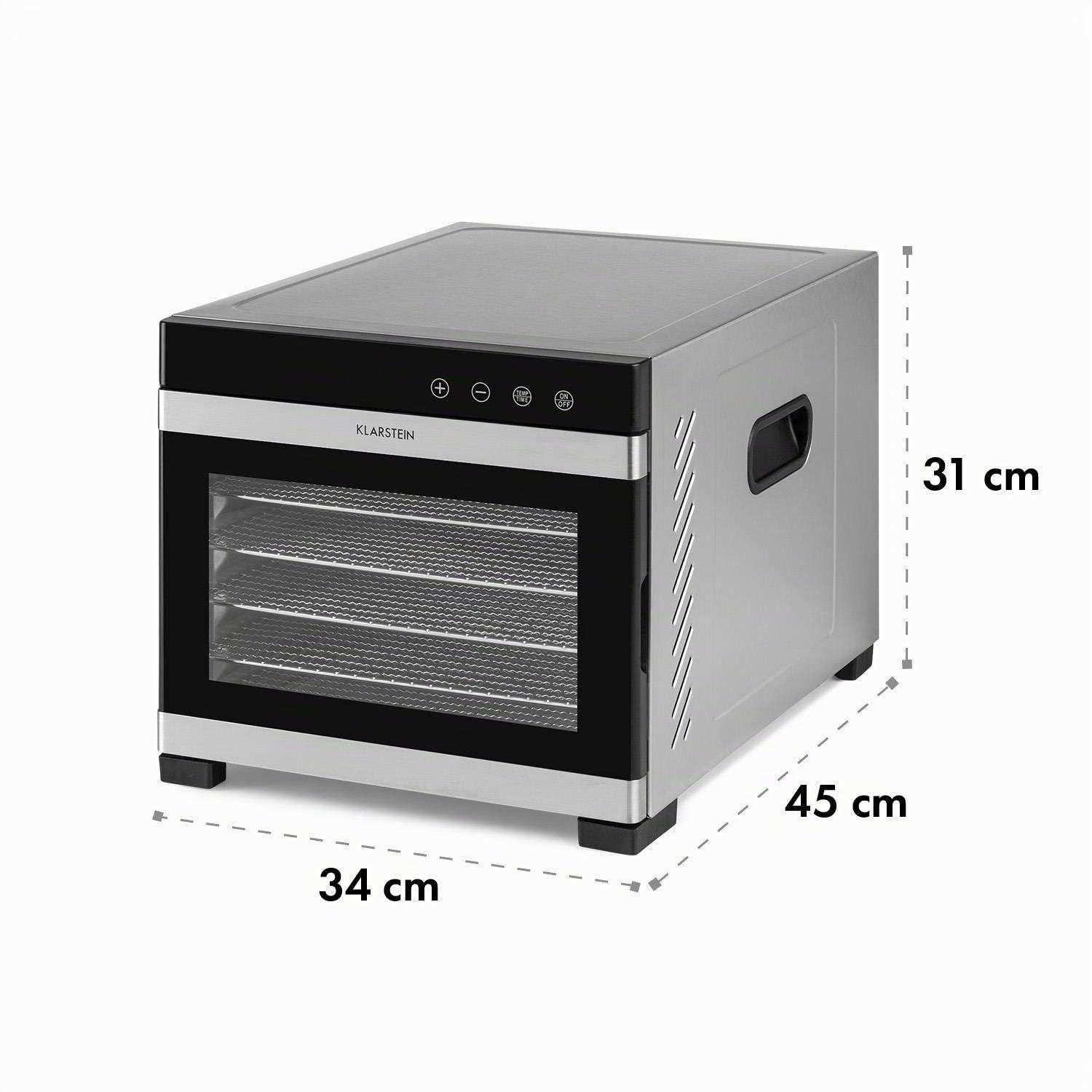 Klarstein Flavour Dry - Déshydrateur, 6 plateaux pour sécher les aliments, Température réglable de 35 à 75 °C, Répartition uniforme de la chaleur, Ecran tactile LCD, Minuterie de 30 mn - 24 h, Noir