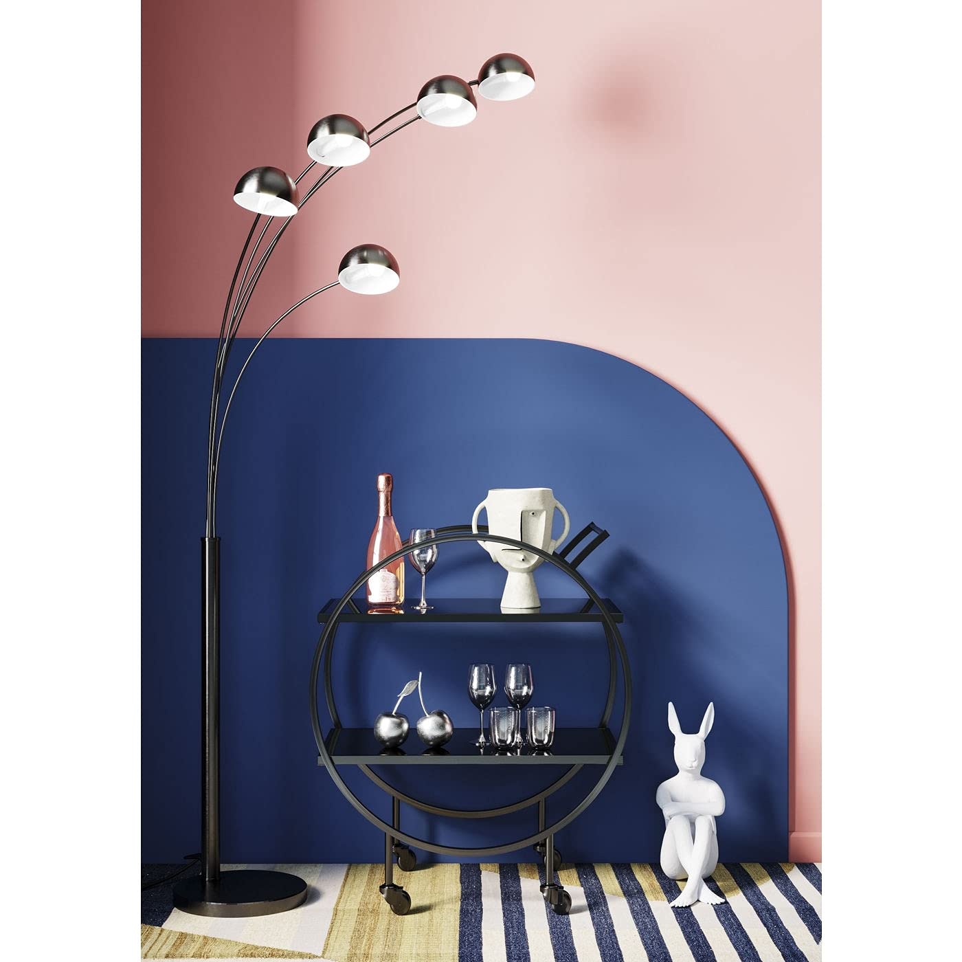 Kare Design carrello di servizio Loft, nero/vetro, design art déco, stile moderno, cucina, bagno, veranda, rustico, portaoggetti, 86x74x40 cm (A/L/P)
