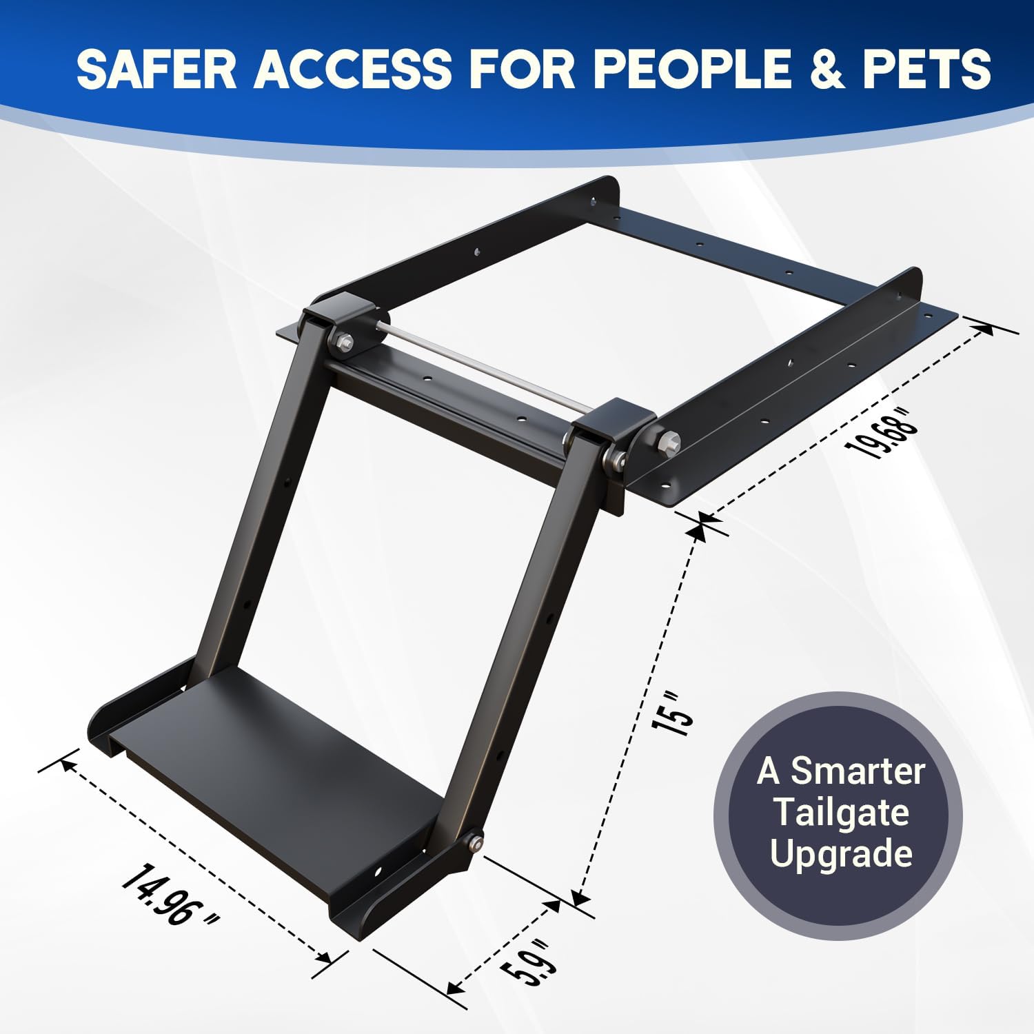 Tailgate Step for Flatbed Trucks & Trailers – Designed for Elderly, Pets & Daily Use, Fold-Down Steel Assist Step, 400 lb Capacity, Non-Slip Matte Platform, Dual-Side Locking, No Rattle Design