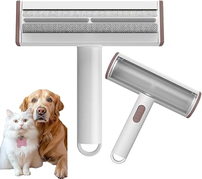 Pet Hair Remover, Lint Brush - Reusable Lint Roller for Cat & Dog Hair on Couch, Carpet, Rugs & Bedding - Portable, Eco-Friendly, No Need for Lint Roller Refills Brown & White