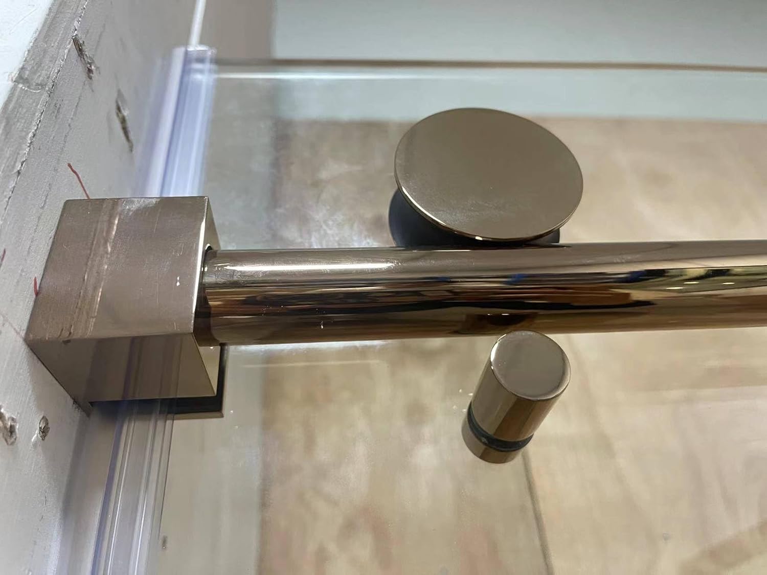 Rose Gold Polished Frameless Sliding Shower Tempered Shower Glass Door 10mm Size 60"x76"