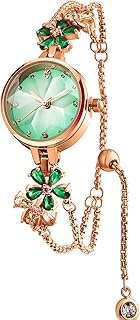Elegante Reloj Analógico de Cuarzo para Mujer con Correa Brazalete de Cobre con Esfera Redonda Morada Verde Rosa Azul