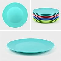 Vista 6 de Platos de plástico reutilizables de 10 pulgadas – Plato plano de cocina – Apto para lavavajillas y microondas – Juego de 12 platos apilables