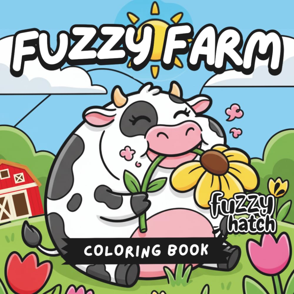 Fuzzy Farm - A Bold and Easy Coloring Book: Cute and Simple Farm Animals for Stress Relief and Relaxation | Cozy Bold Lines for Adults, Seniors and Teens