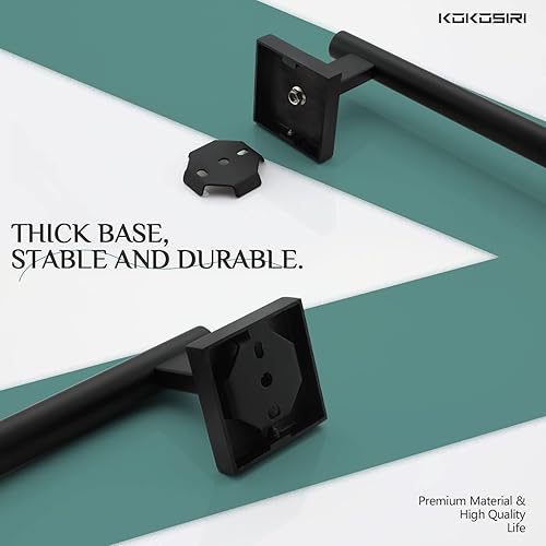 Miniatura 7 de KOKOSIRI Toallero de baño, toallero negro mate de 20 pulgadas para armario de baño, cocina, montaje en pared, paquete de 2 unidades de acero
