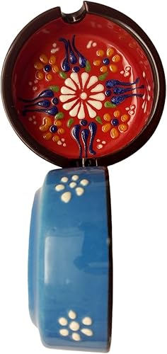 Miniatura 6 de Cenicero de cerámica hechos a mano, 6 variaciones de color, 1 pieza de patrones totalmente a mano (azul oscuro)