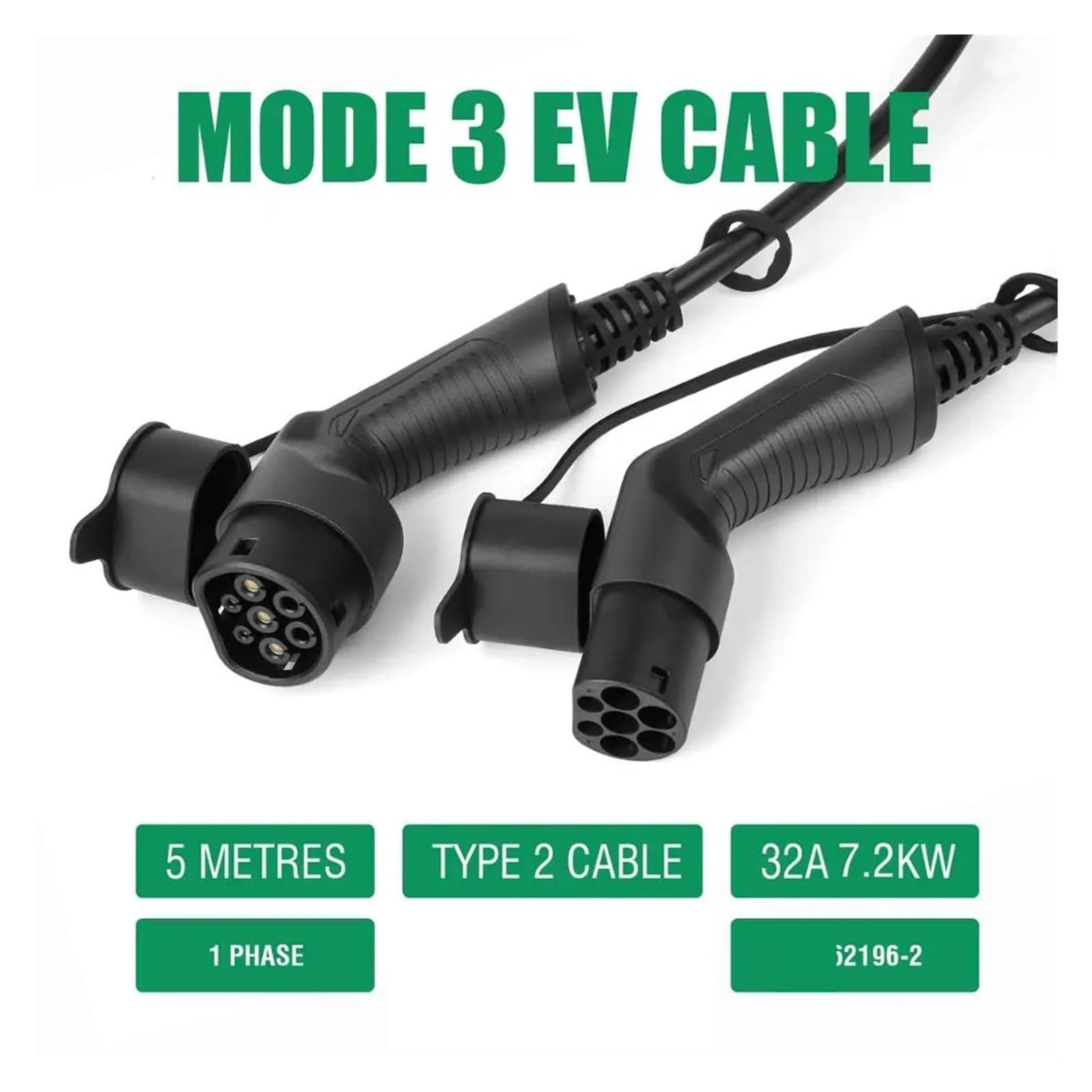 Amazon | タイプ2 電気自動車 EV 充電ケーブル 1相 32A メス-オス 5M