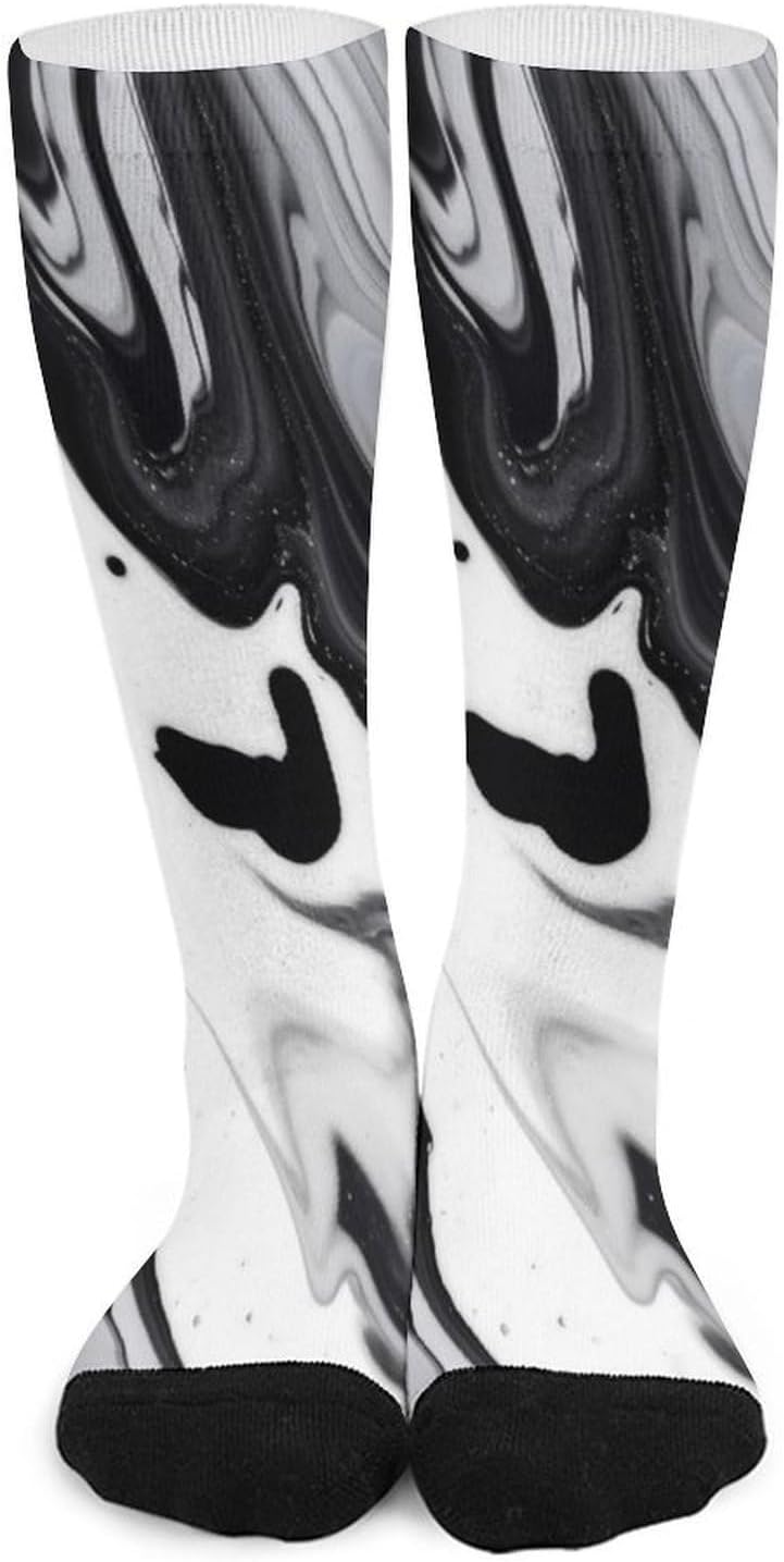 Black Paint Mixed Knee High Soccer Socks Moisture Wicking