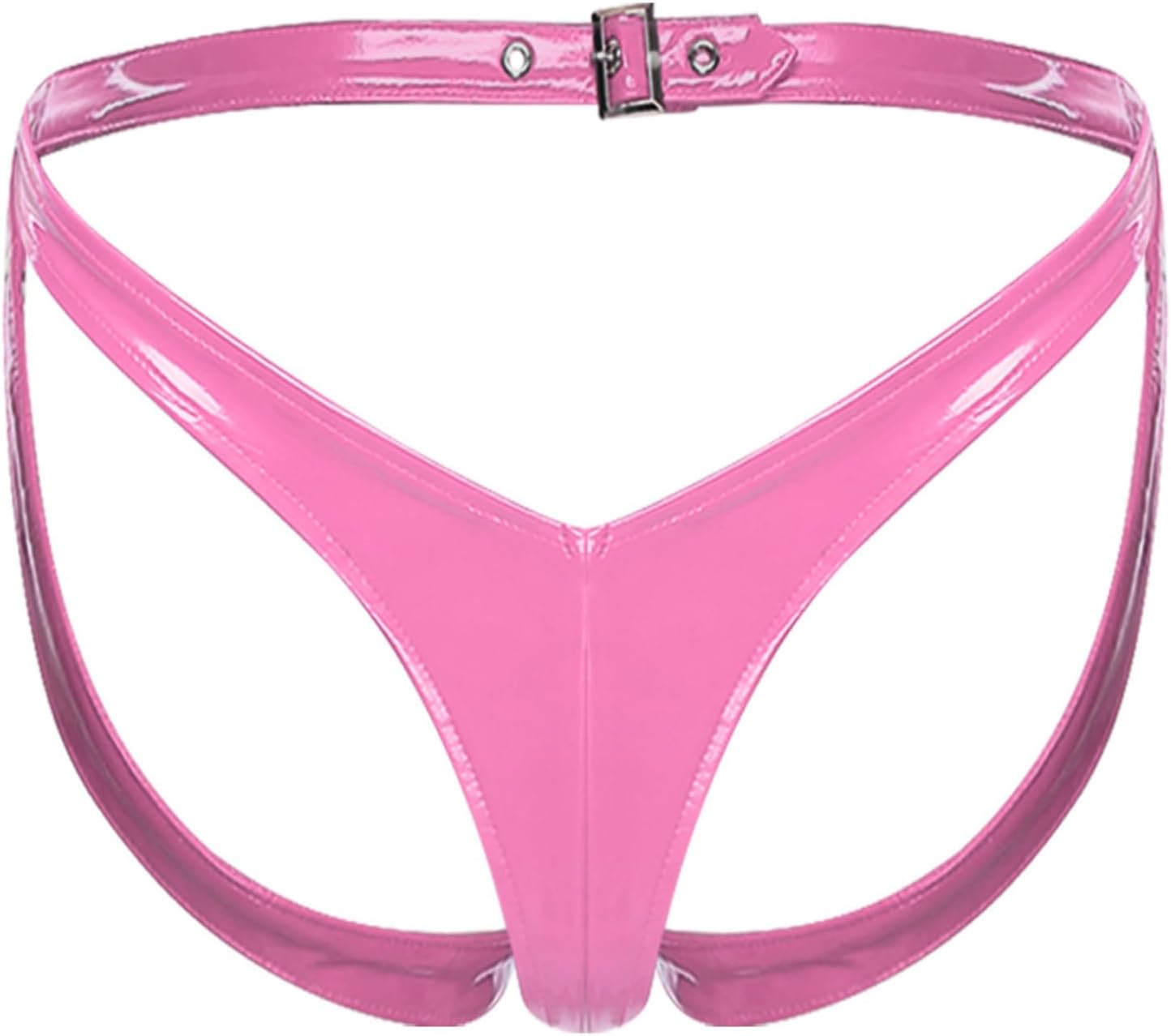 Oyolan Women's Sexy G-String Thong Wet Look Underwear V-Shaped Waist Butt Showing for Lingerie Night