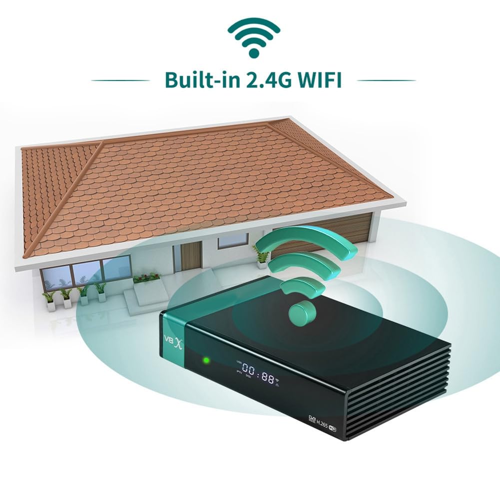Receptor de Satélite Digital V8X DVB-S/S2/S2X Full HD 1080P HEVC WiFi Integrado Soporte para Tarjeta CA Receptor de TV 2.4G WiFi (UE)