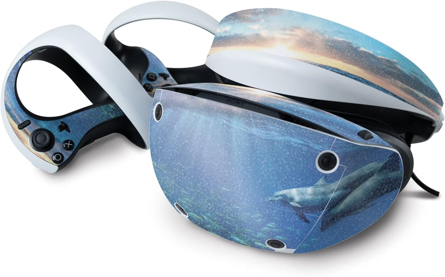 MightySkins Glossy Glitter Skin Compatible with Sony Playstation VR2 - Tranquil Swim | Protective, Durable High-Gloss Glitter Finish | Easy to Apply & Change Styles | Made in The USA