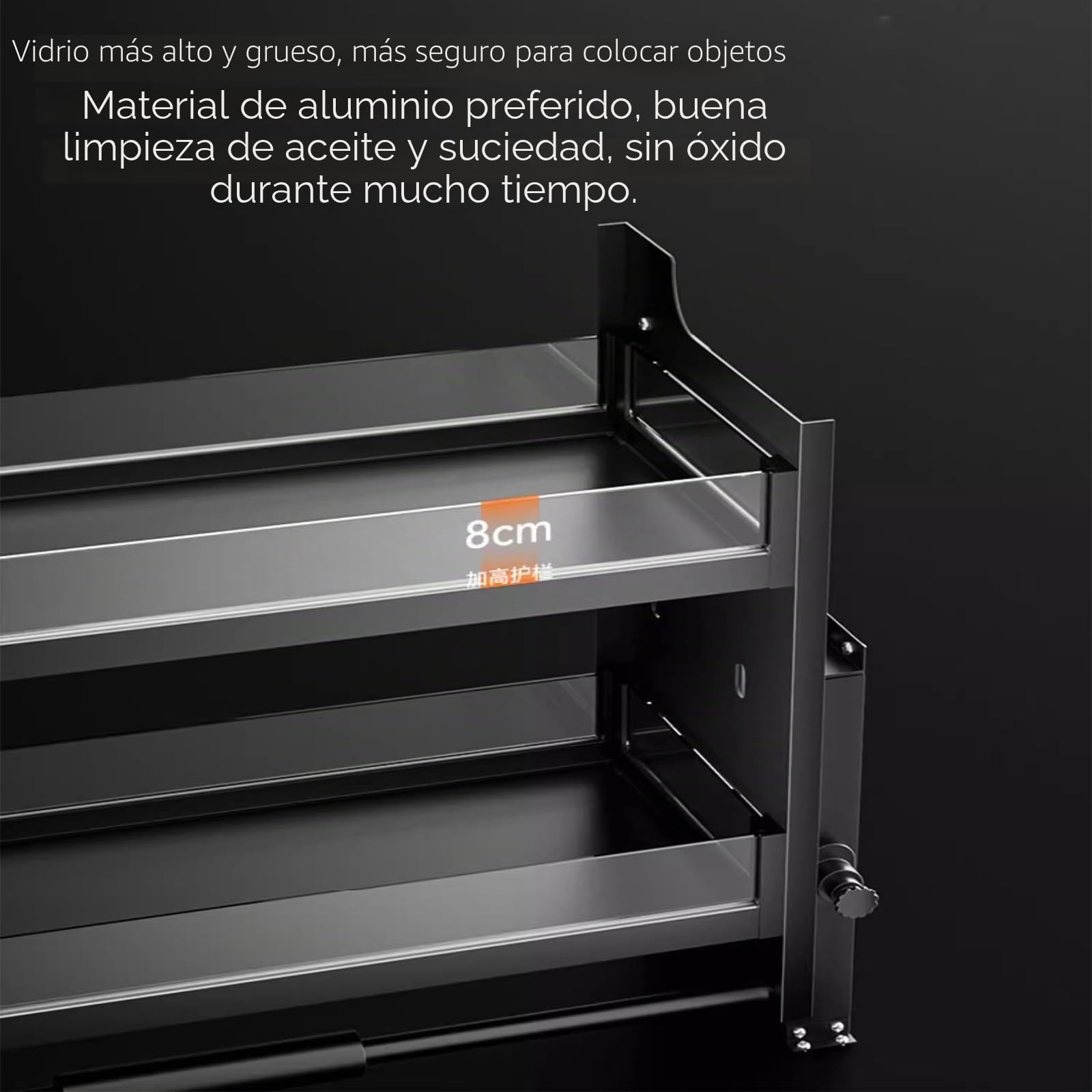 Sistema de estantería extraíble para gabinete, estante superior de almacenamiento de cocina para bar cafetería