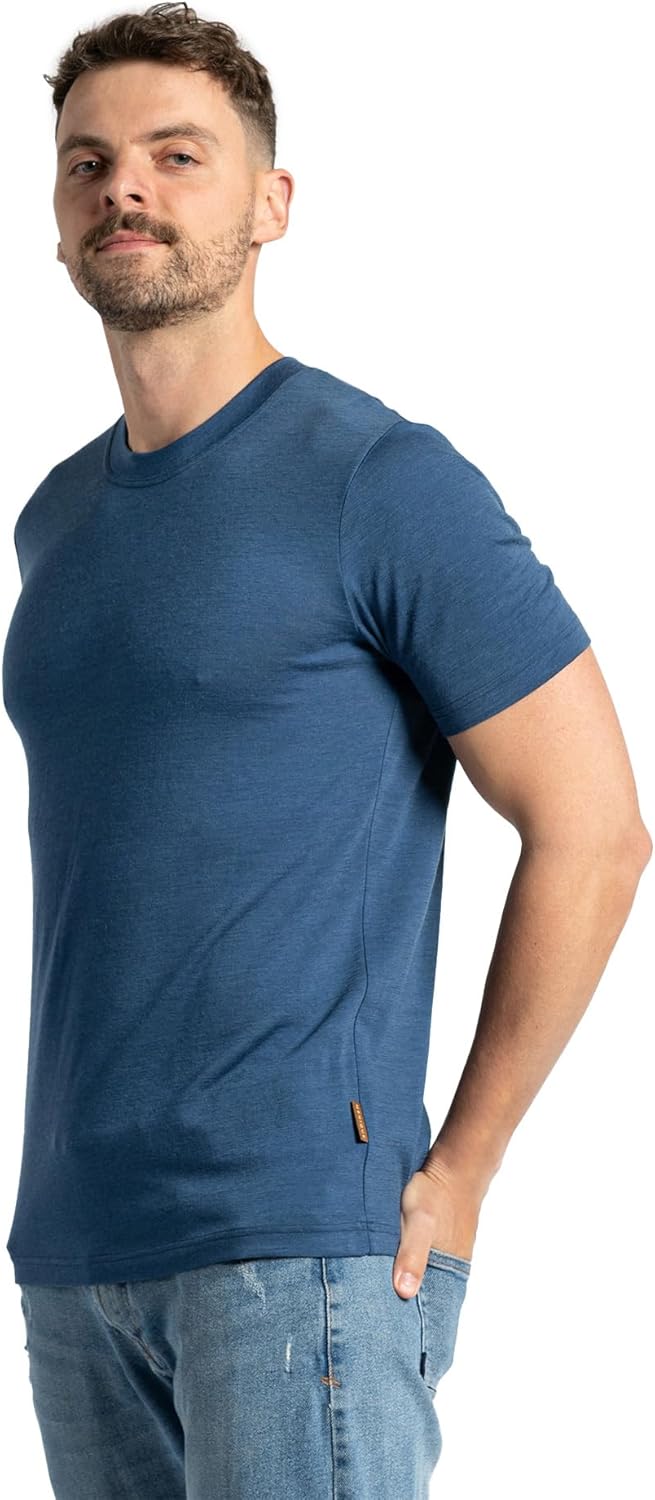 menique 100% Merino Wolle T-Shirt Herren Funktionsshirt Laufshirt Wandern Reisen Unterhemd Thermo Basisschicht Atmungsaktiv Kurzarm Sportshirt - Amazon product rated Grade C