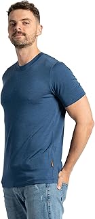 Camiseta de manga corta para hombre, 100 % merino, camiseta térmica ligera para hombre, capa base, transpirable, cuello redondo, para viajes al aire libre y senderismo