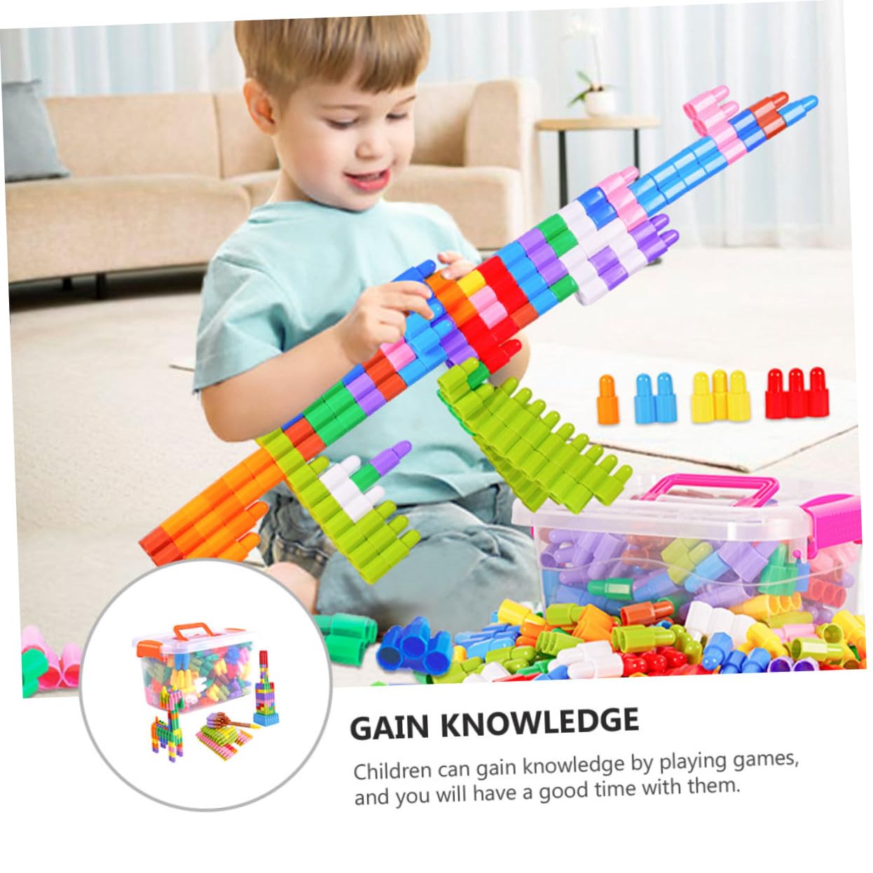 Beaupretty Set 270 Pezzi Mattoncini Costruzioni per Ragazzo Ragazza in Plastica, Educativo e Facile da Tenere, Gioco Creativo per Sviluppo Cognitivo e Divertimento Colore Casuale