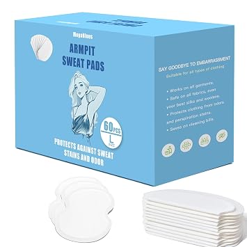 Armpit Sweat Pads, Large Disposable Underarm Sweat Pad, Antiperspirant Absorbent Odour Blocker Pads Armpit Dress Shields, Anti Sweat Arm Pits Pads for Women and Men60