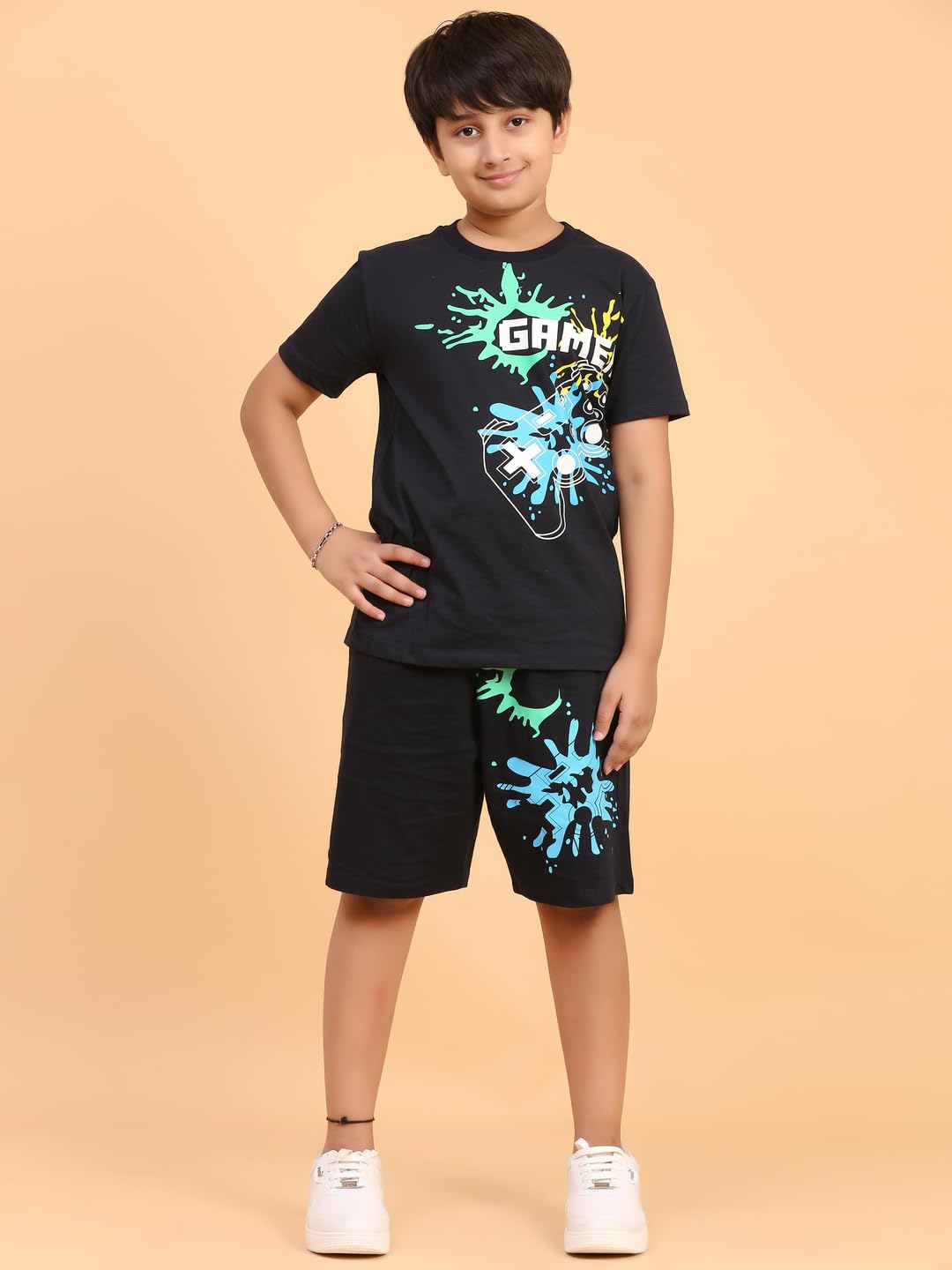 Ninos Dreams Boys Cotton T-shirt & Shorts Coord set (10-12 years, Navy Blue) - Image 6 thumbnail