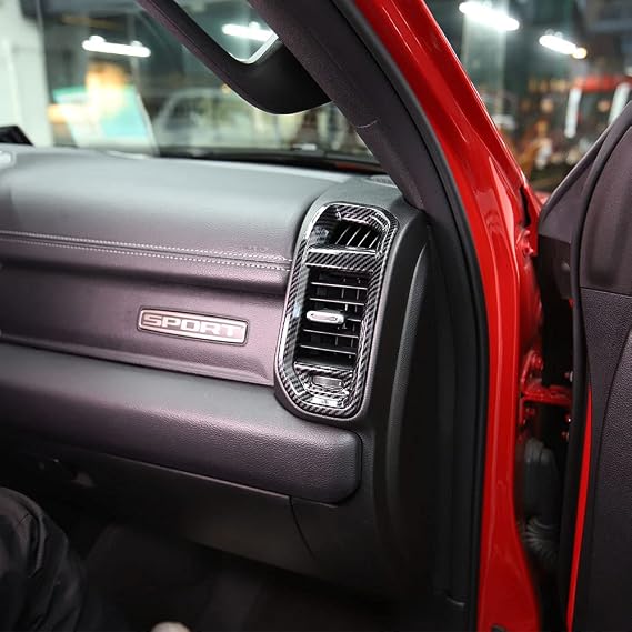 Dashboard Side A/C Vent Frame Cover Trim for Dodge RAM 1500 2500 3500 2019-2026 (Carbon Fiber Pattern)