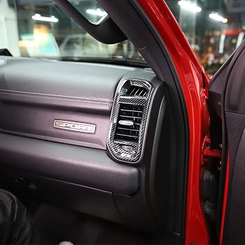 Dashboard Side A/C Vent Frame Cover Trim for Dodge RAM 1500 2500 3500 2019-2026 (Carbon Fiber Pattern)