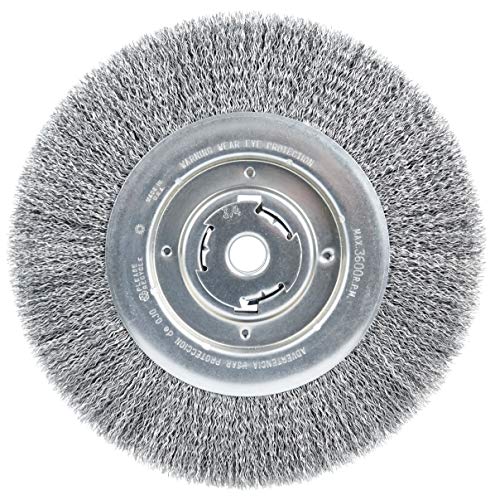 Weiler 36265 Wolverine 10" Crimped Wire Wheel, .014" Steel Fill, Wide Face, 3/4" Arbor Hole, Made in The USA