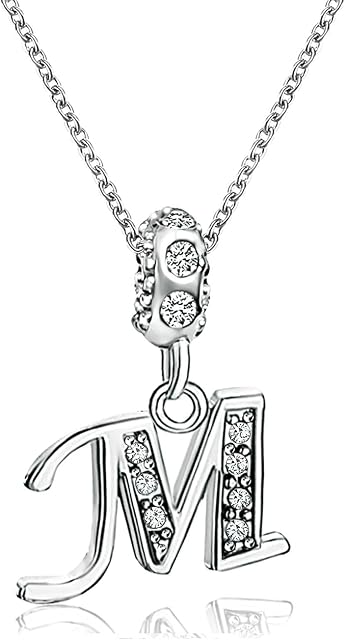 KunBead Jewelry 18 inch Letter Initial Crystal Alphabet Name Charm Pendant Necklace for Women Girls