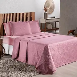 Colcha Cobre Leito Avulsa Cama de Casal Queen 2,00m x 2,40m Cores Lisas (Rosê, Queen)