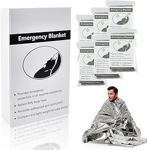 BISONBERG Emergency Blankets Waterproof & Windproof Foil Blanket for Outdoor, Survival, Camping, Hiking - 130cmx 210cm