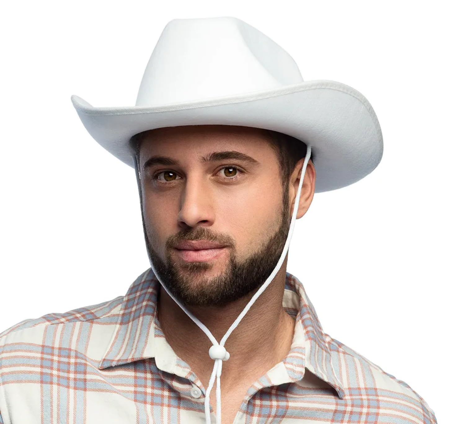 MIMIKRY Sombrero de vaquero de fieltro blanco para hombre y mujer, sombrero vaquero, Rodeo Western, Blanco, 57-59