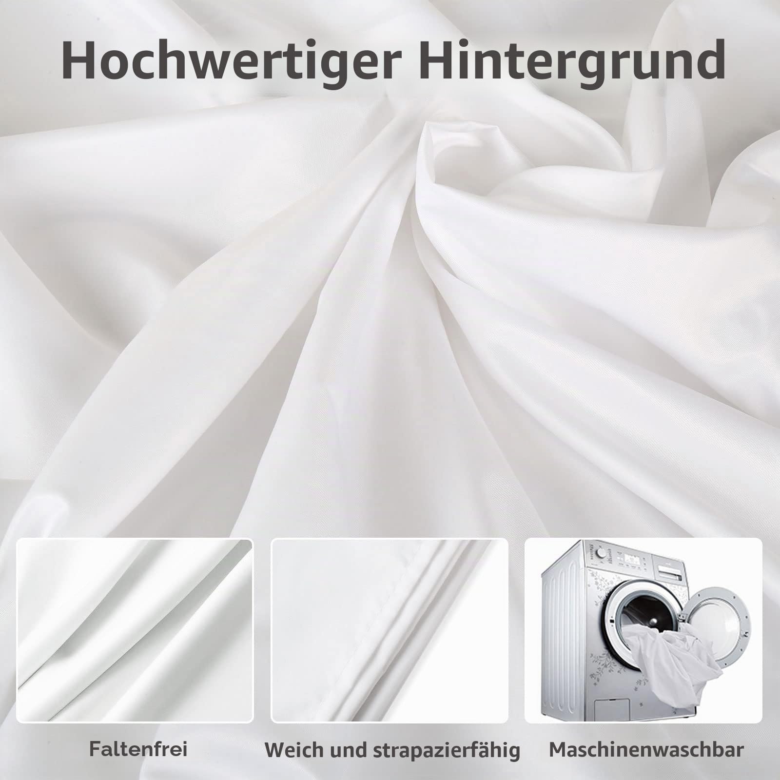 Foto Hintergründ Weiß Schwarz mit Ständer, Foccalli 2-in-1 6.5x5ft Fotografie Hintergrund Weißer Schwarz Screen Kit für Chroma Key Streaming Gaming Fotoshooting mit Tragetasche und 5 Clips
