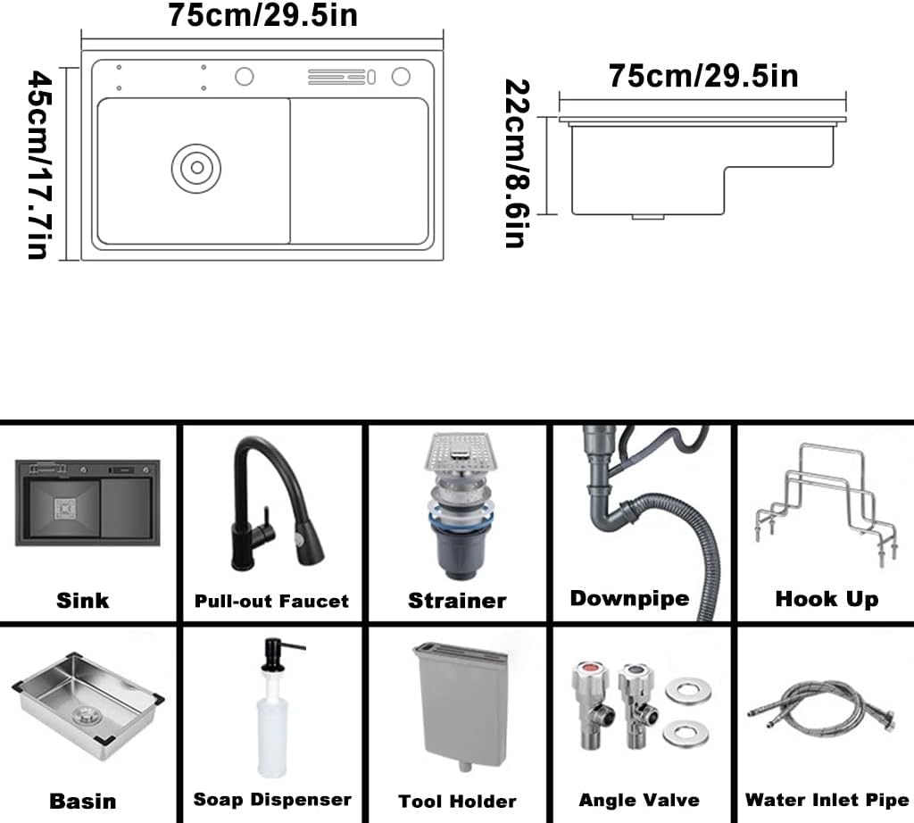 Kitchen Sink, Square Single Double Prep Sink, 304 Stainless Steel Brushed Bar Sink, Easy To Clean, Drop-In Or Undermount Installation