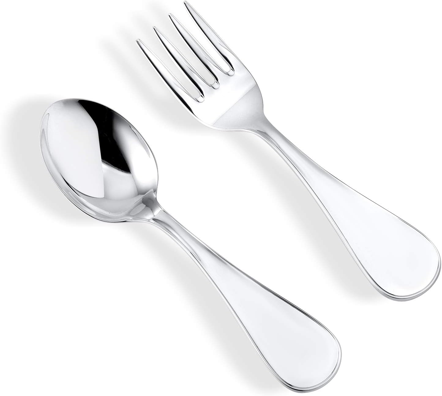 Sterling Silver Baby Spoon Fork Set Personalized Engravable | Complete with Gift Box | Keepsake Gift for Baby | Made in Italy