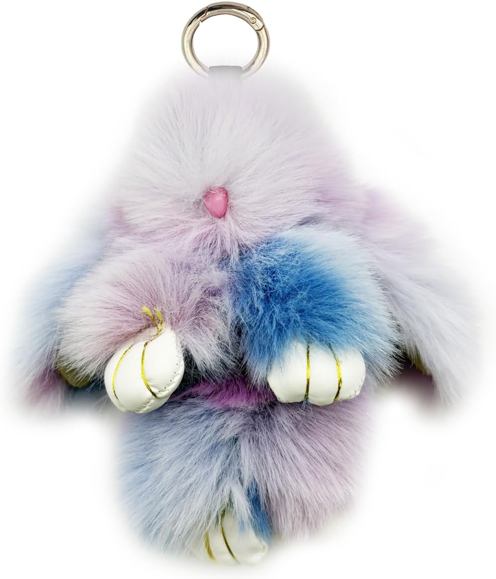 Bunny Keychain Rex Rabbit Fur Keychain Car Handbag Keyring