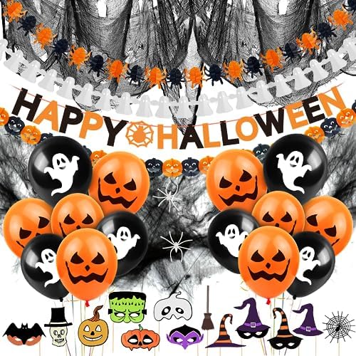 Halloween Grusel-Augen Ballon-Set – Inkl. Luftballons, Aufblashalm & Band, Für Partys