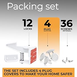 Child Proof Locks for Cabinet Doors (12 Pack + Gift) - Child Cabinet Locks Baby Locks for Cabinets and Drawers - Baby Cabinet Safety Latches Child Locks for Kitchen Cabinets Baby Proofing Cabinets