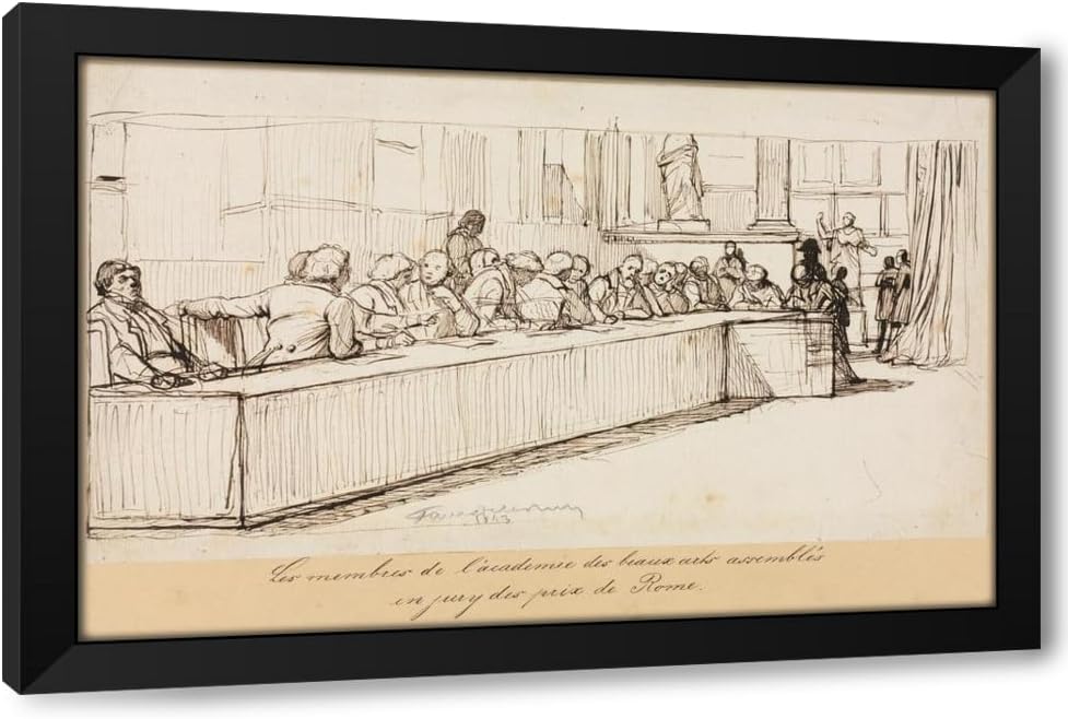 ArtDirect The Members of the Academy of Beaux-Arts Assembled to Jury the Rome Prize (1841) Custom Framed Art Print Giclee Print or Canvas Options with Various Sizes and Customization by Paul Delaroche