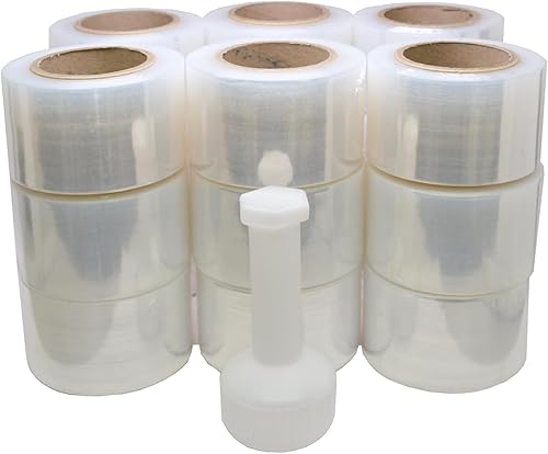 -Paquete de 12 - Envoltura de paleta elástica, 5 pulgadas x 1000 pies, calibre 80, rollo de película retráctil transparente de 3 pulgadas, muebles,