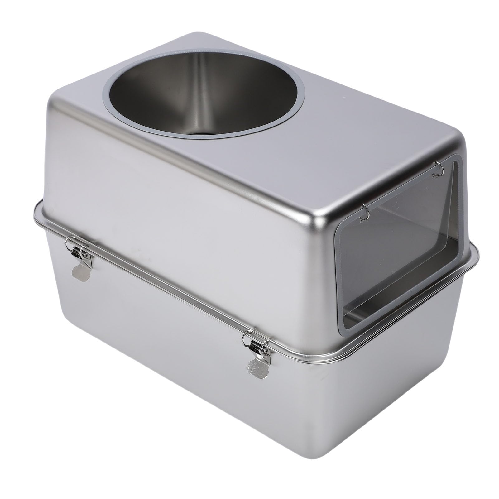 Generic Cassetta Igienica in Acciaio Inox con Ingresso Laterale Alto, Adatta per Gatti di Grandi Dimensioni per la Gestione degli Odori