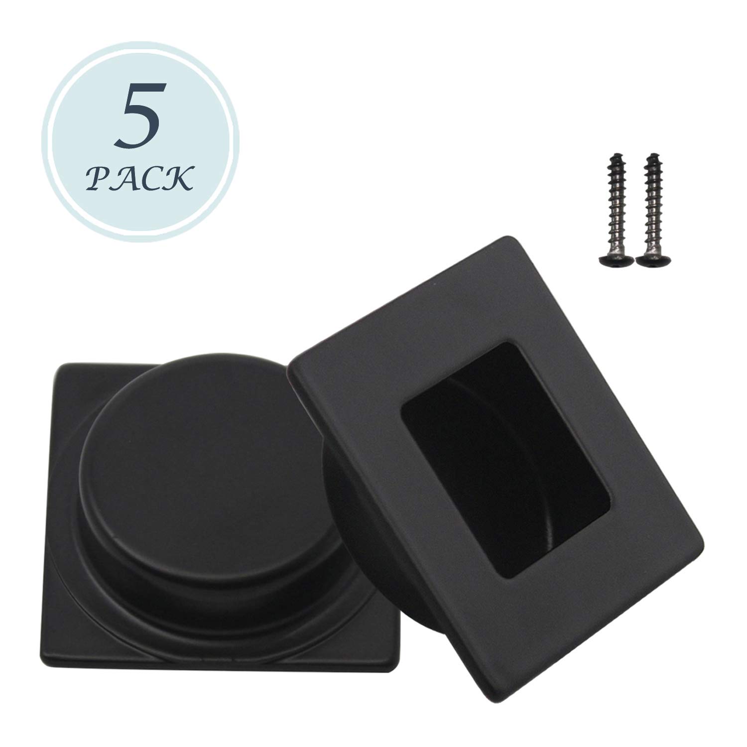 Buy KNOBWELL 5 Pack Black Flush Pull Sliding Closet Door Finger Pull, 5