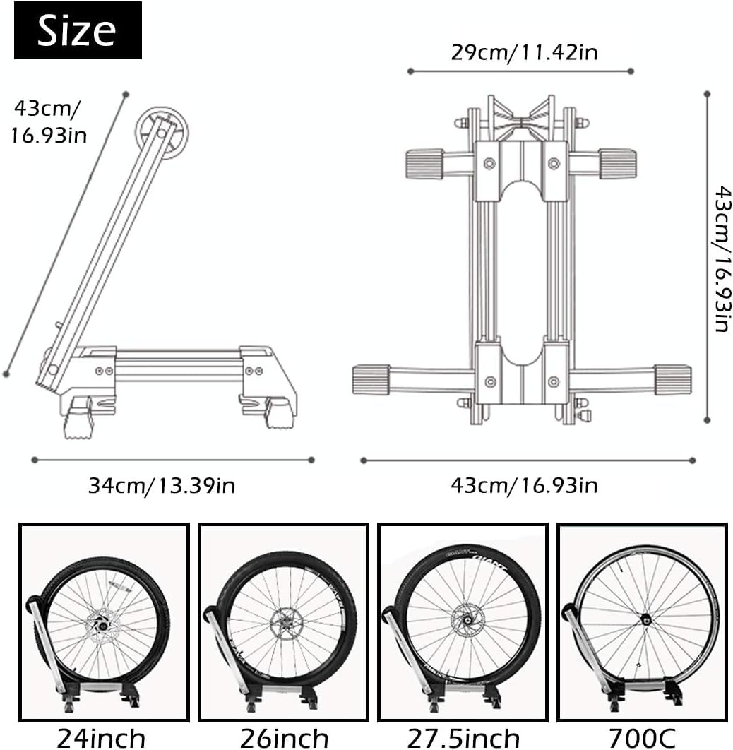 ROCKBROS Składany Stojak na Rower, Wystawowy na Tylne Koło, Stabliny, Lekki, Przenośny, z Aluminium, do Większość Rowerów, Uniwersalny